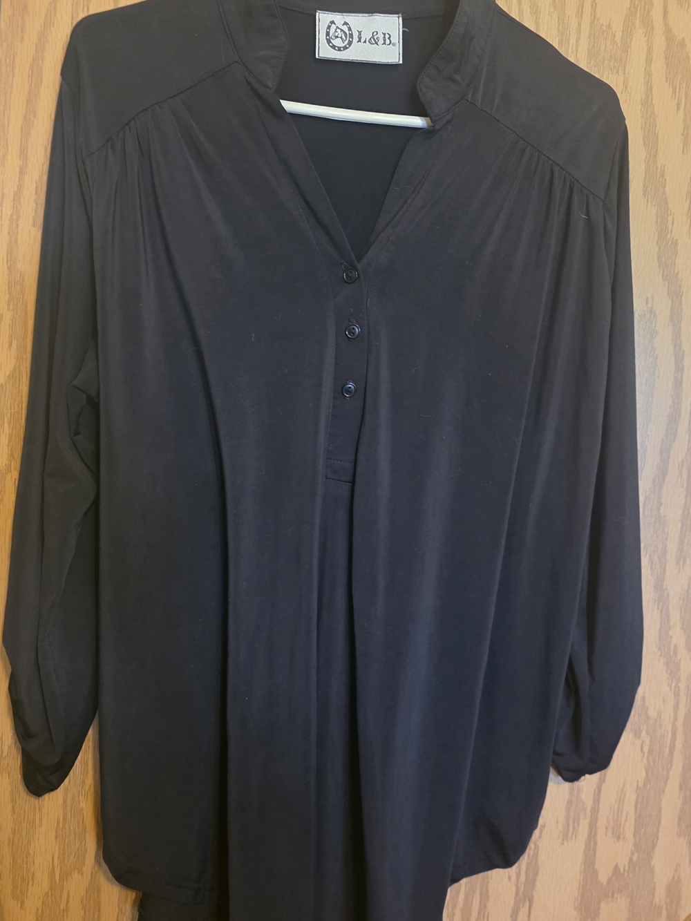 L&B Black Long-Sleeve Button-Front Tunic